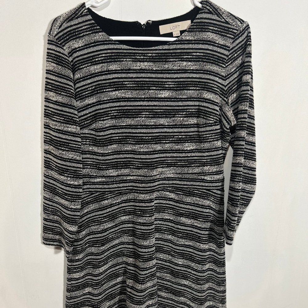 Elevate Your Workwear: LOFT Long Sleeve Black Stripe Dress